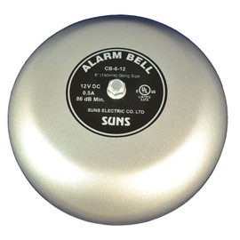 Suns CB-6-12 Gray 12V Alarm Bell 6 Inch 12 Volt DC (6" in 12 VDC)