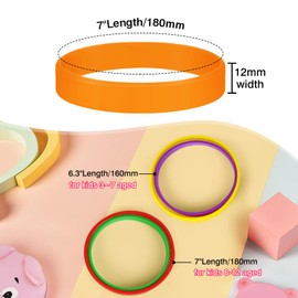 THXIY 50PCS Silicone Rubber Bracelet Bracelets Wristbands Wrist Bands for Kids Youth Teens Boys Gilrs, Children's Bulk Bracelets Event Bands, 7'' Bracelets Bulk for 8~12 Aged Back to School (Orange)
