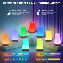 Auxmir Night Light, Dimmable Touch Lamp for Bedroom, 13 RGB Colors & 5 Brightness, Portable Rechargeable Bedside Table Lamp for Baby Nursery, Night Lights for Bedroom Living Room Bathroom Hallways