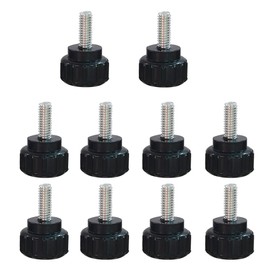 10 Pieces M4 x 10 mm Carbon Steel Threaded Knurled Thumbscrew Black Round Clamping Screws Grip Knobs Thumb Screw for Machinery Latche