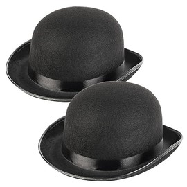 Schramm® Pack of 2 Melon Bowler Hat Round Melon Hat Black for Adults Chapeau Top Hat Melon Bowler Hat Wool Felt Hat Women/Men Felt Hat Made of Wool Felt