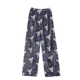 WANHONGYUE Kuromi Pajama Pants Women's Flannel Pajamas Bottoms Girls Kawaii Cartoon Sleep Lounge Pants Fuzzy Home Long Pants, Color/1, L