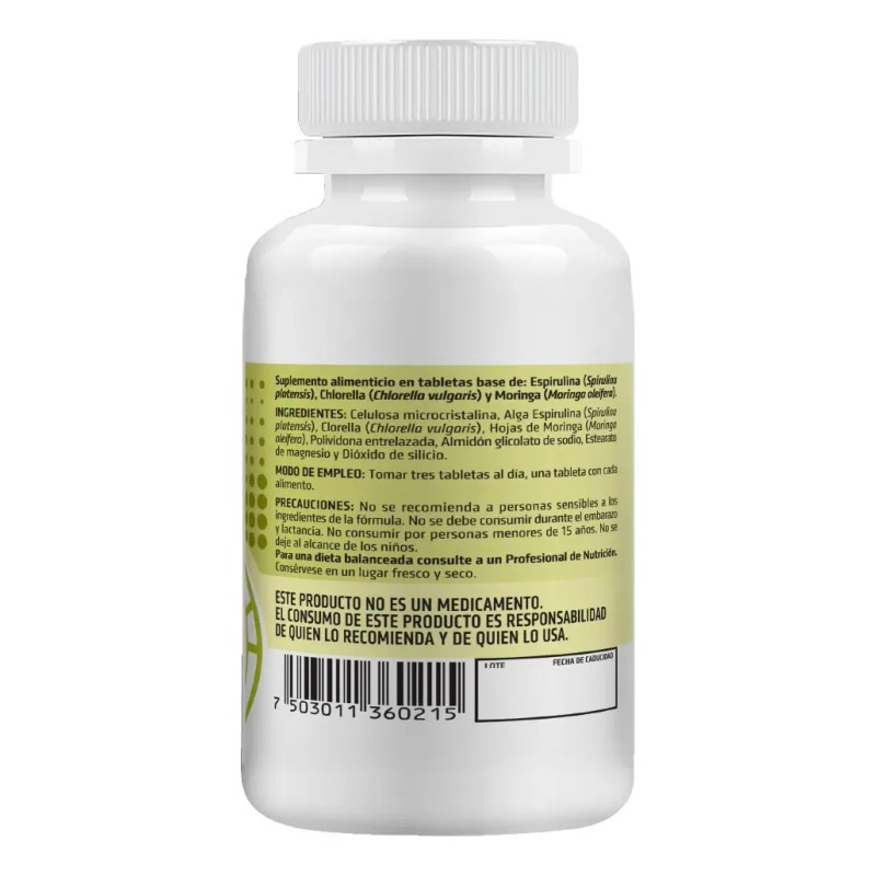 Healthaddiction Complejo Espirulina Moringa Chlorella Suplemento Alimenticio Antioxidantes Naturales Vitaminas