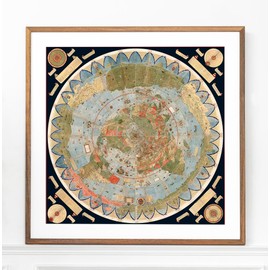 1587 Urbano Monte Map - World Map for Wall - Unframed Flat Earth Map of the World - Historic Globe Model Poster - Cartophiles Map Lovers Gifts (16"x16")
