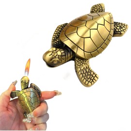 Turtle Torch Lighter Soft Flame Lighters, Adjustable Refillable Butane Cool Lighter for Outdoor Indoor Creative Desktop Men Gift (Without Butane)