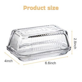 HAIJSEVR Glass Butter Dish with Lid for Countertop, 7 Inches Clear Butter Container Holder with Cover for Refrigerator, Cream Cheese Fruits Kitchen Accessory