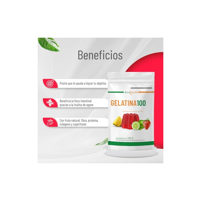 Nutrasien100 Gelatina Azúcar Keto Colágeno Carnitina Superfoods Sabores Naturales Postre
