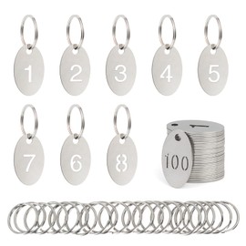 Oval Number Tags with Rings, 304 Stainless Steel Key ID Tag, Metal Numbers Keychain Tag Labels - 1 to 10