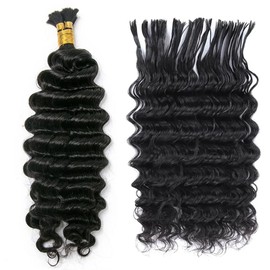 Pre-Divided Deep Wave Double Drawn Human Hair For Boho Braids Curly Bulk Human Hair No Weft For Braiding Human Hair Extensions 20inch 200g