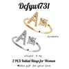 2 PCS Initial Rings for Women Adjustable Letter A Ring