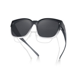 Meeloog Large Polarized Fit Over Glasses Sunglasses For Women Men, Oversized Trendy Square Shades For Driving Riding MST0110 (P1 Grey Frame/Black Lens)