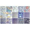 Chiyogami Yuzen Washi B4, 15 Patterns, 15 Sheets (Blue Type