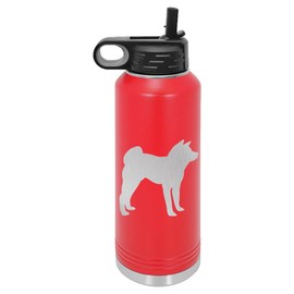 Akita Dog Insulated Water Bottle | Stainless Steel | Akita Dog Lover | Akita Gifts (32 oz, Red)