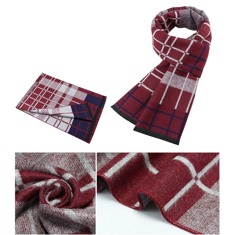 Ueither Men's Soft and Cosy Tartan Check Scarf Long Warm