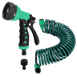 Recoil Garden Hose 25FT EVA Water Hose with 7-Pattern Spray Nozzle,Curly Self Coiling Lightweight Garden Hose,Retractable Drinking Water Safe Garden Coil Hose for Lawn Patio