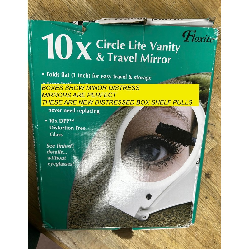 Floxite Circle Lighted and folding Vanity & Travel 10x Mirror