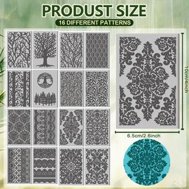 CONCHLERY 16 Sheets Tree Clay Texture Mat Lace Element 4x2.6 Inch