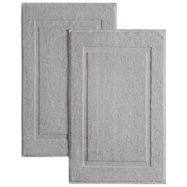 Casual Living 36013 Cotton Bathmat Rug Ring Spun Ultra Soft Super Absorbent Reversible Quick Dry Machine Washable Bath Mats for Bathroom Floor Tub and Shower Home Decor Accessories, 2 Piece, Grey