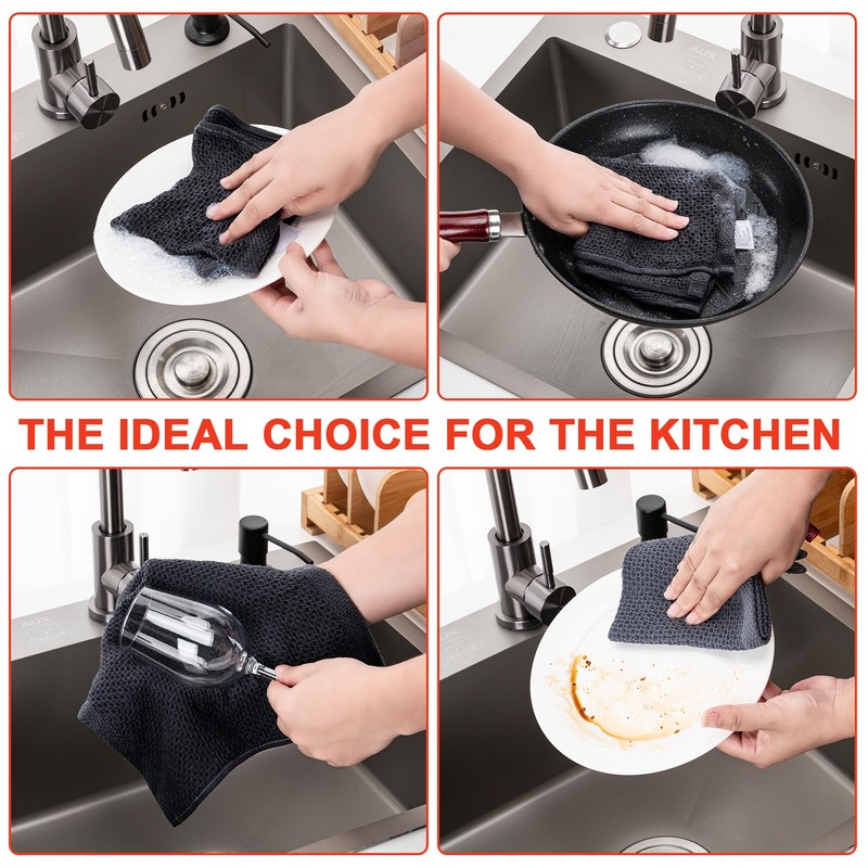 Kitchen Towels，Dish Towels 100% Cotton Waffle Weave Ultra Soft Absorbent