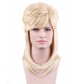 RightOn Blonde Wig Mullet Wig for Women 80s 90s Costume Wig Fancy Party Wig Funny Wigs with Wig Cap