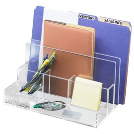 Kantek Acrylic File Sorter/Desk Organizer, 10.5-Inch Wide x 7.5-Inch Deep x 6.7-Inch High, Clear (AD245)