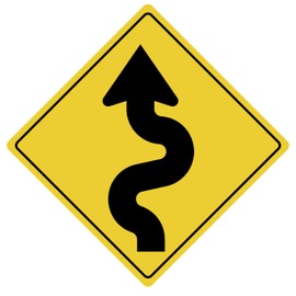 Winding Road with Sharp Turn Symbol Aluminum Novelty Traffic Sign 12 x 12 Inch
