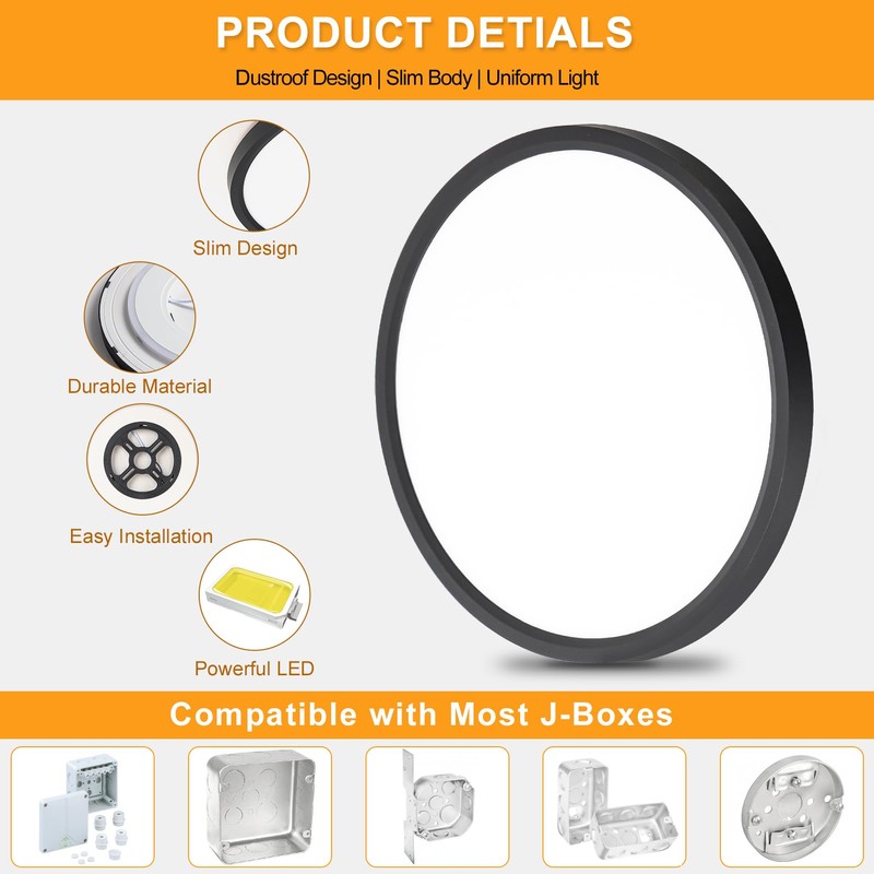 Bargeni 2 Pack Flush Mount Ceiling Light,12 inch Ceiling Light