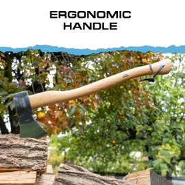 PRANDI German Axe 2.20lb - Hickory Handle 23.64in with Leather String - Ideal for Firewood, Splitting, and Chopping - Made in Italy