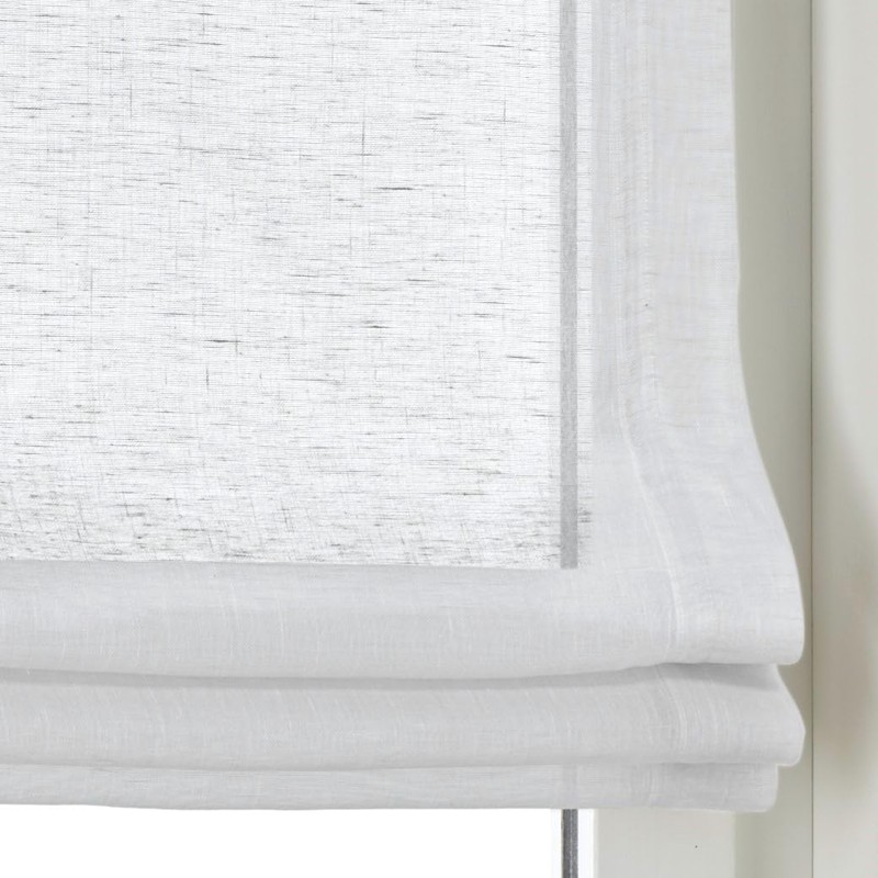 Brondy Roman Blind with Eyelets White Semi-Transparent Linen Look Roman