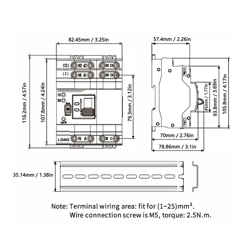 4P 63A Dual Power Automatic Transfer Switch Quick Response PC