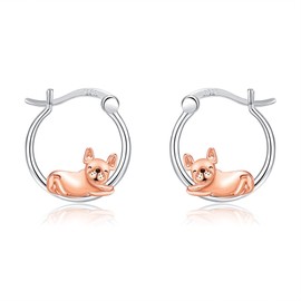 French Bulldog Earrings Sterling Silver Dog Pet Earrings Pug Jewelry Gifts for Women Girls
