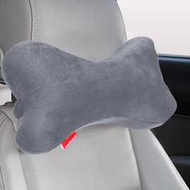 Bookishbunny Dog Bone Shaped Travel Neck Pillows Memory Foam Car Bus Truck Driving Comfort Head Rest Support (Gray)