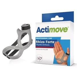 Actimove Professional Line Rhizo Forte - Ortesis de pulgar - Soporte para pulgar para osteoartritis, pulgar esquiador, artritis reumatoide, esguinces, diseño patentado, mano derecha, gris, mediano