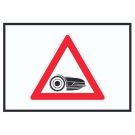 HB-Druck Achtung Robotic Lawnmower with Symbol Sign A6 (105 x 148 mm)