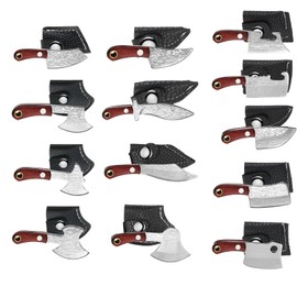 Minatee 13 Pieces Mini Knifes Damascus Pocket Set Tiny Chef Stainless Steel Knife with Sheath for Bottle Opener Package Opener Box Cutter