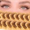 Brown Lashes Strip Natural Looking Cat Eye Eyelashes Wispy Fluffy