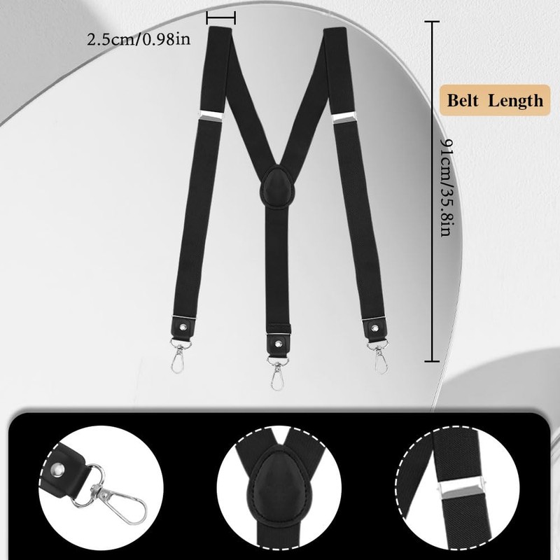 Yicelerate Mens Womens Elastic 3 Metal Clips Braces, black