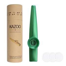 WANDIC Aluminum Alloy Kazoo and 3 Membrane Flute Diaphragm Mouth Kazoos with Vintage Gift Box Green