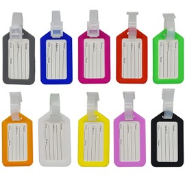 Taicols Multicolor Luggage Tags, 10 Pcs Plastic Suitcase Tag, Durable Travel Bags Labels, Baggage Bag Name ID Tags, Suitcase Tags Identifiers, Zip Seal Tags