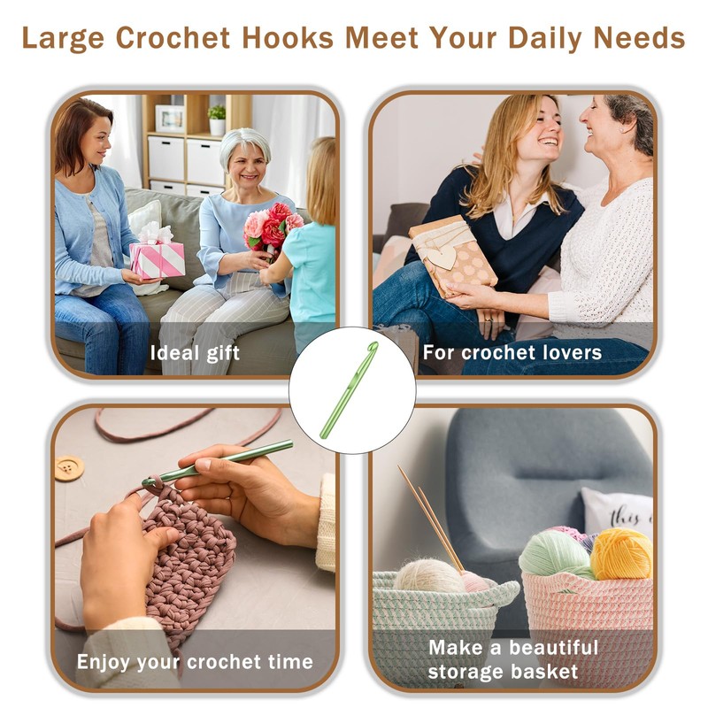 12mm Metal Crochet Hooks - Large Size, Jumbo, Ideal for