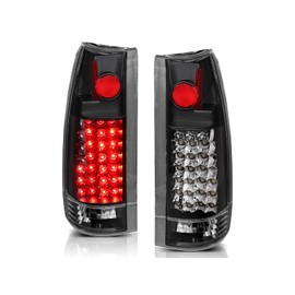 AmeriLite for 1988-2000 Chevy GMC C/K Truck Suburban SUV Yukon Clear Red LED Replacement Tail Lights w/Bulb Set - Passenger and Driver Side