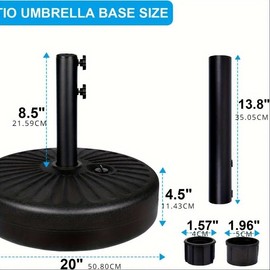 OCACA Simple Luxury HDPE 20 Inch Heavy Duty Patio Market Umbrella Stand with Steel Frame Water for Outdoor, Lawn, Garden, 20 Inch, Round Base