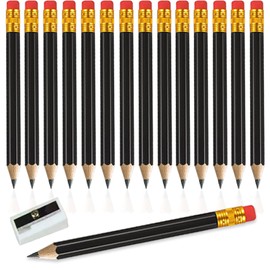 Adhere 25pcs Golf Pencils with earser Hexagon Wooden Pencils Graphite 2B for Golf Event Scoring,Classroom,Wedding,Company Meetings,Pew, Pocket (Black)