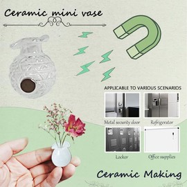 Mini Vase Magnets for Refrigerator – Small Ceramic Base Vase Magnets, Cute Decorative Floral Holder for Refrigerator (6PCS-Glass)