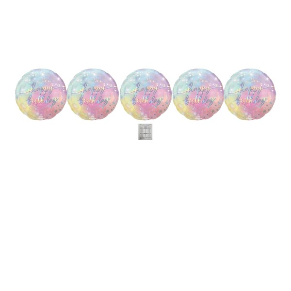 Pastel Rainbow Ombre Foil Set Of 5 Happy Birthday 18''