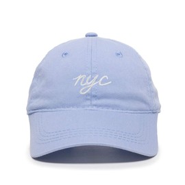 NYC New York City Baseball Cap Embroidered Cotton Adjustable Dad Hat Light Blue
