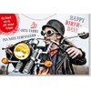 Funny Biker Style Birthday Card with Motorbike Rocker, Helmet and