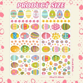 Haull 6 Sheets 185 Pieces Easter Wall Decals Flower Egg Stickers Colorful Easter Wall Stickers Peel and Stick for Windows Home Nursery Bedroom Living Room Office Party Decoration