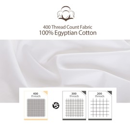 100% Egyptian Cotton Queen Pillow Protectors Set of 2, 400 Thread Count Sateen Weave Cooling Pillowcase, Easy Care Zippered Style Pillow Covers (White, Queen)