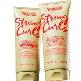 Umberto Giannini Strong Curls Rosemary Oil Strengthening Shampoo & Conditioner Duo 250 ml x 2 – Mit Biotin – Sulfatfrei + Vegan